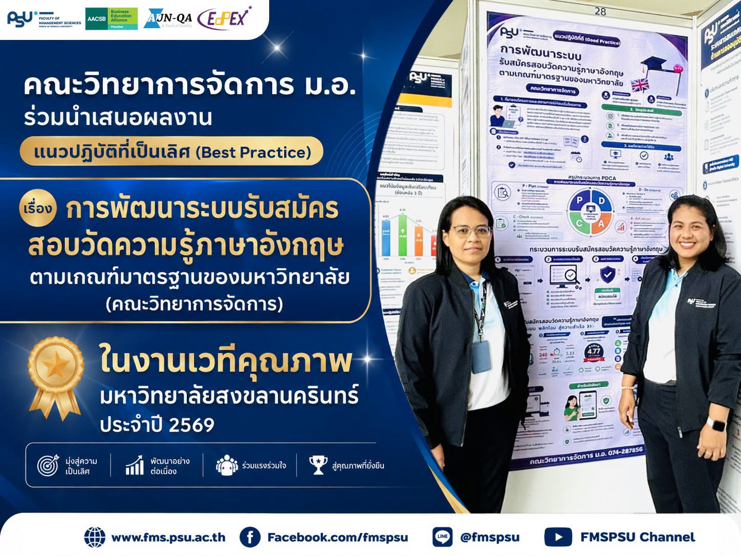 คณะวิทยาการจัดการ ม.อ. ร่วมนำเสนอผลงานแนวปฏิบัติที่เป็นเลิศ (Best Practice) ในงานเวทีคุณภาพ มหาวิทยาลัยสงขลานครินทร์ ประจำปี 2569