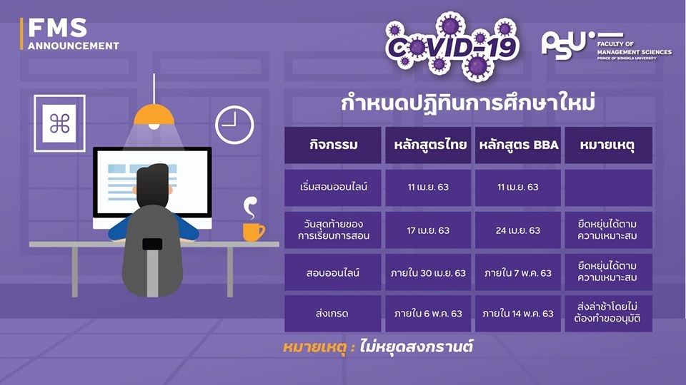 กำหนดปฏิทินการศึกษาใหม่ ของคณะวิทยาการจัดการ – Faculty of Management